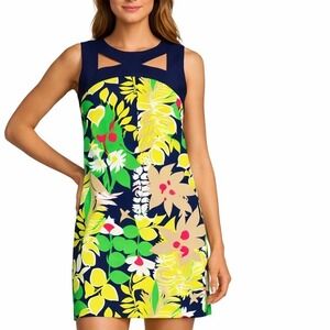 Trina Turk NWT Bev Dress Navy Multi‎ Color Cutout Cocktail Mini Dress Size 4